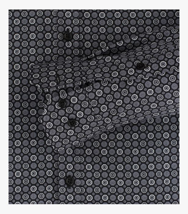 Camasa bumbac barbati VENTI BodyFit negru print cerculete gri [4]