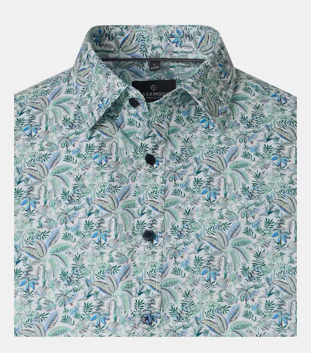 Camasa bumbac barbati CASA MODA verde print frunze [3]