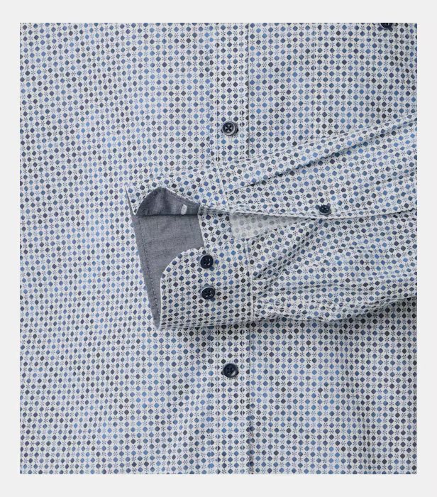 Camasa bumbac barbati  CASA MODA albastru print rombulete [4]