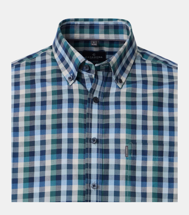 Camasa bumbac barbati CASA MODA CasualFit turcoaz patratele [3]