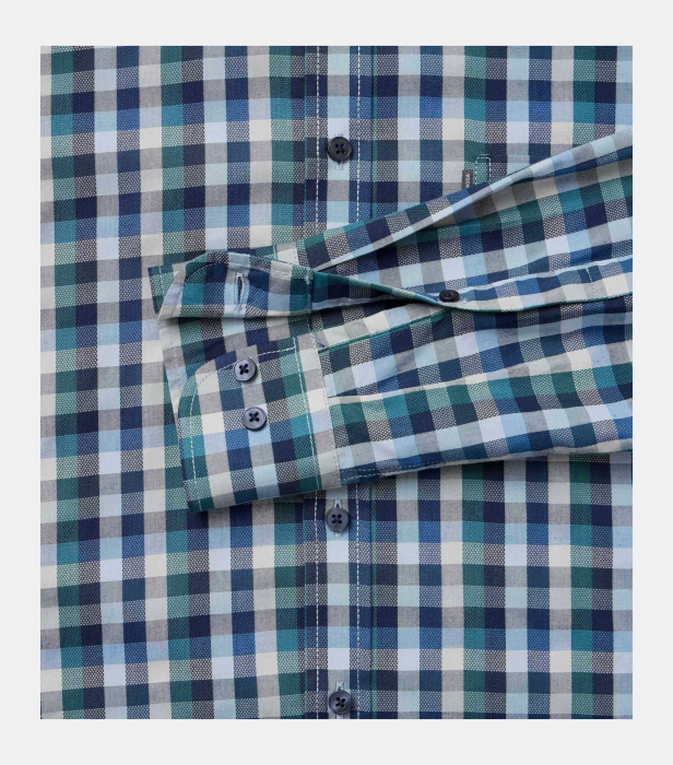 Camasa bumbac barbati CASA MODA CasualFit turcoaz patratele [4]