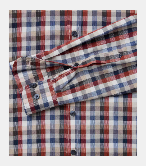 Camasa bumbac barbati CASA MODA CasualFit portocaliu patratele [4]