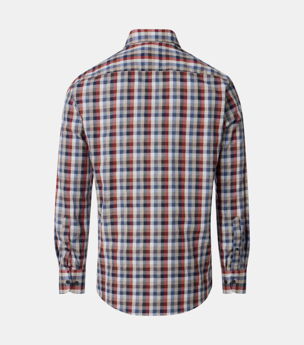 Camasa bumbac barbati CASA MODA CasualFit portocaliu patratele [2]