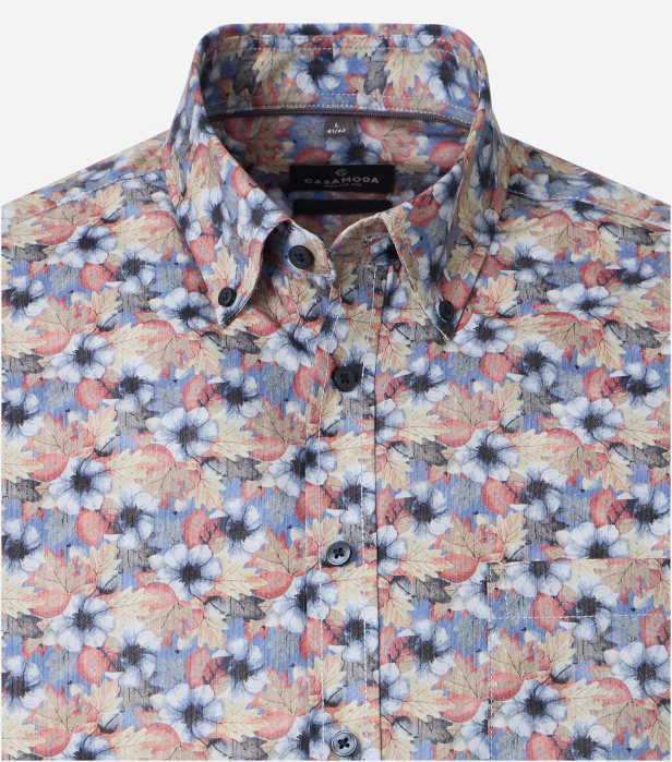 Camasa bumbac barbati CASA MODA CasualFit albastru/portocaliu print floral [3]