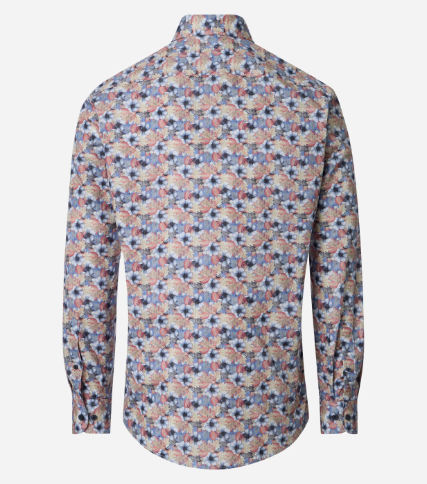 Camasa bumbac barbati CASA MODA CasualFit albastru/portocaliu print floral [2]