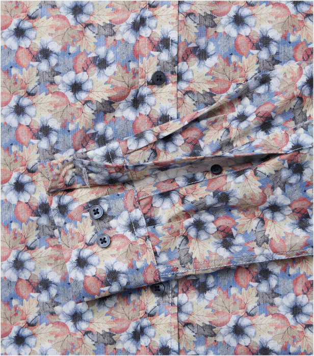 Camasa bumbac barbati CASA MODA CasualFit albastru/portocaliu print floral [4]