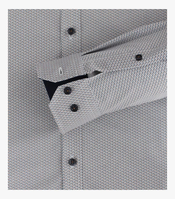 Camasa bumbac barbati VENTI BodyFit maro cerculete [4]