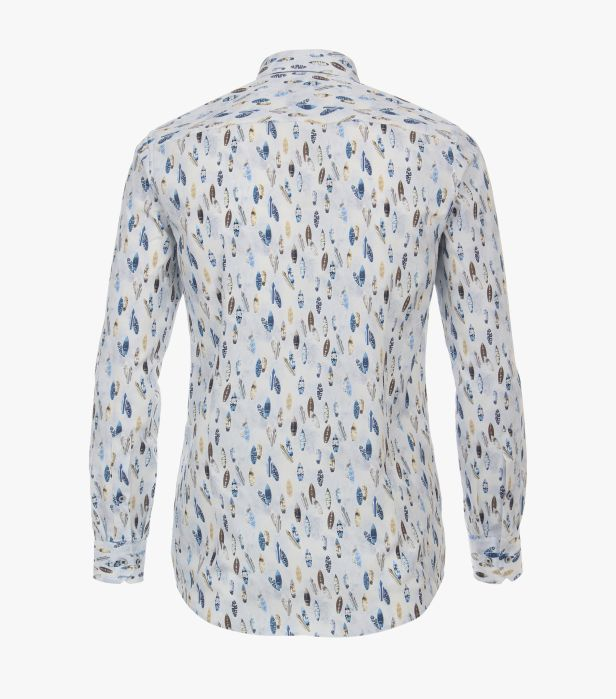 Camasa bumbac barbati VENTI ModernFit print albastru estival [3]
