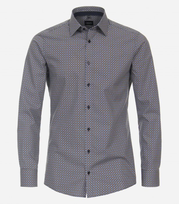 Camasa bumbac barbati VENTI ModernFit print albastru/maro [1]
