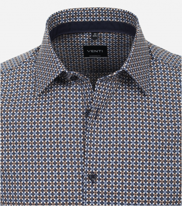 Camasa bumbac barbati VENTI ModernFit print albastru/maro [3]