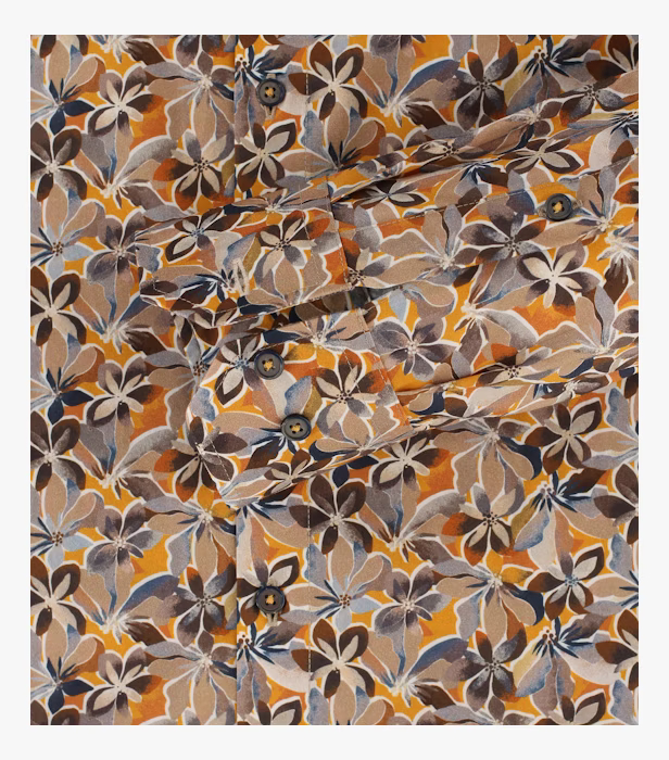 Camasa bumbac barbati VENTI ModernFit print floral portocaliu/bej [4]