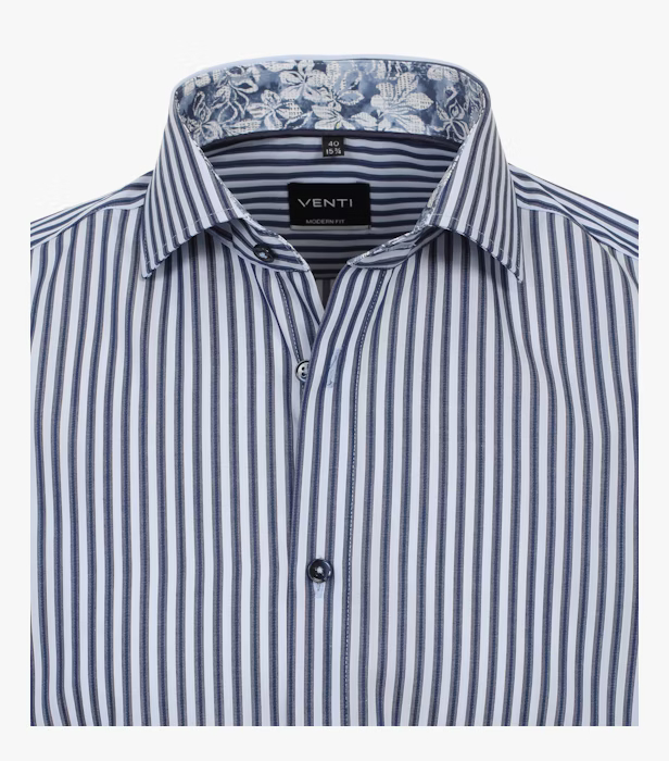 Camasa bumbac barbati VENTI ModernFit albastru dungulite [3]