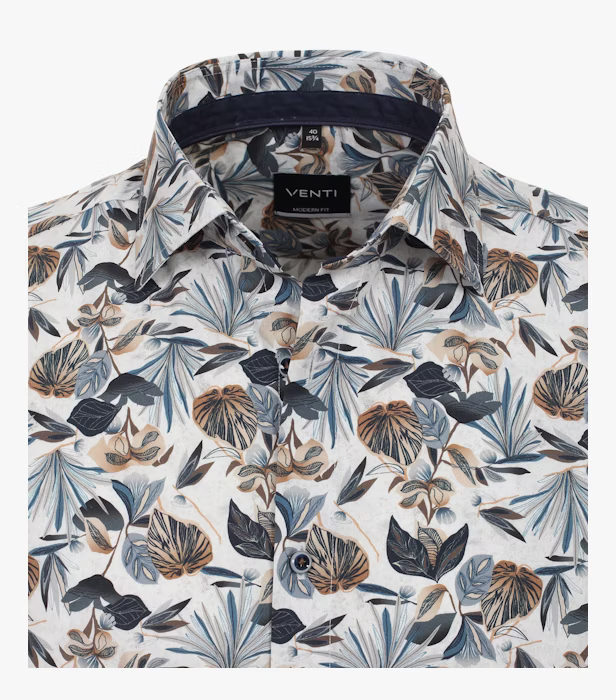 Camasa bumbac barbati  VENTI ModernFit print floral albastru/maro [3]