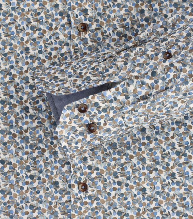 Camasa bumbac barbati CASA MODA ModernFit turcoaz print floral acuarela [4]