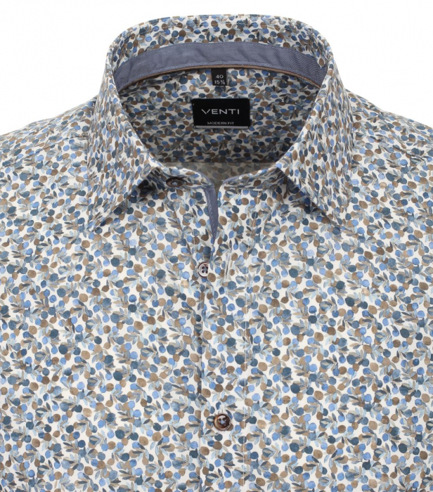 Camasa bumbac barbati CASA MODA ModernFit turcoaz print floral acuarela [3]