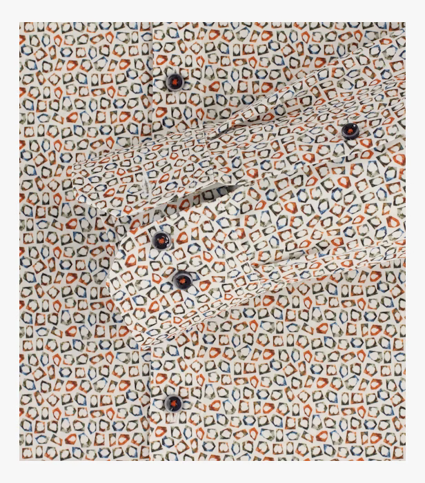 Camasa bumbac barbati CASA MODA ModernFit portocaliu print geometric [4]