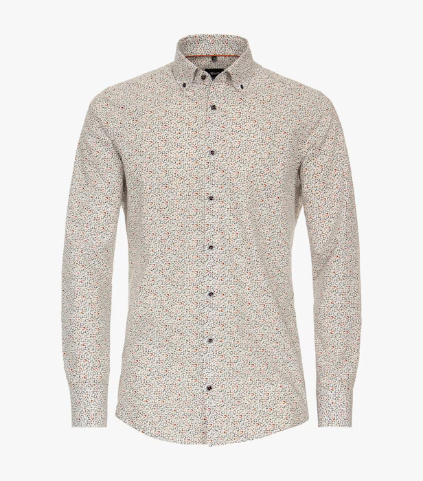 Camasa bumbac barbati CASA MODA ModernFit portocaliu print geometric [1]