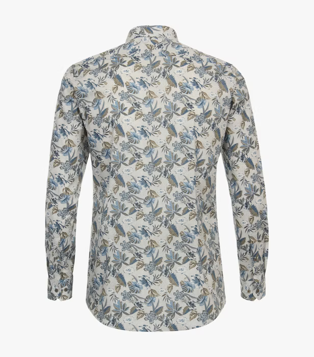 Camasa bumbac barbati VENTI BodyFit print floral bej/albastru [2]