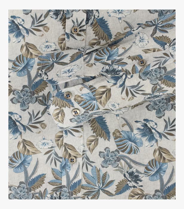 Camasa bumbac barbati VENTI BodyFit print floral bej/albastru [5]