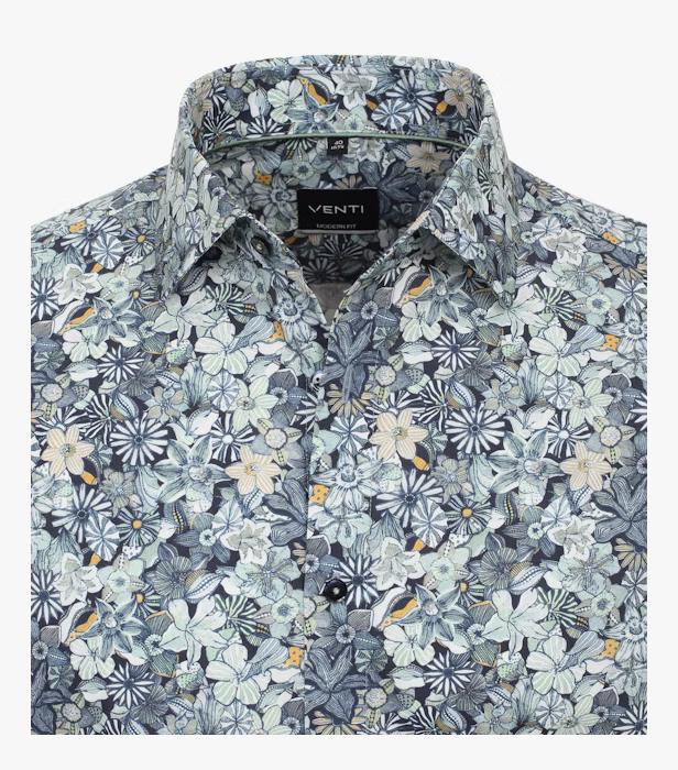 Camasa bumbac barbati CASA MODA ModernFit turcoaz print floral [3]