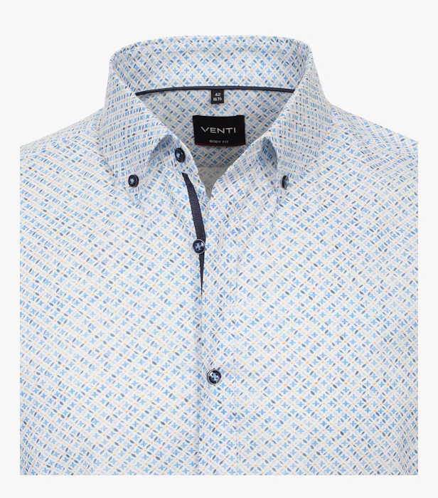Camasa bumbac barbati VENTI BodyFit bleu print [3]