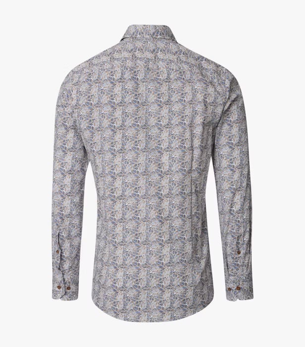 Camasa bumbac barbati CASA MODA ModernFit albastru/bej print frunze [2]