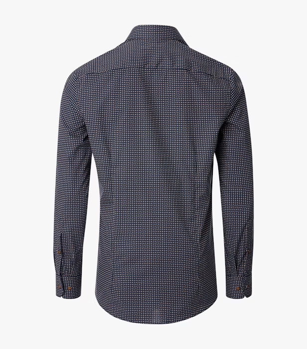 Camasa bumbac barbati CASA MODA ModernFit bleumarin print rombulete bej [2]