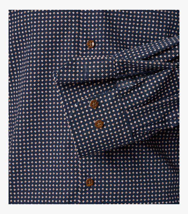 Camasa bumbac barbati CASA MODA ModernFit bleumarin print rombulete bej [4]