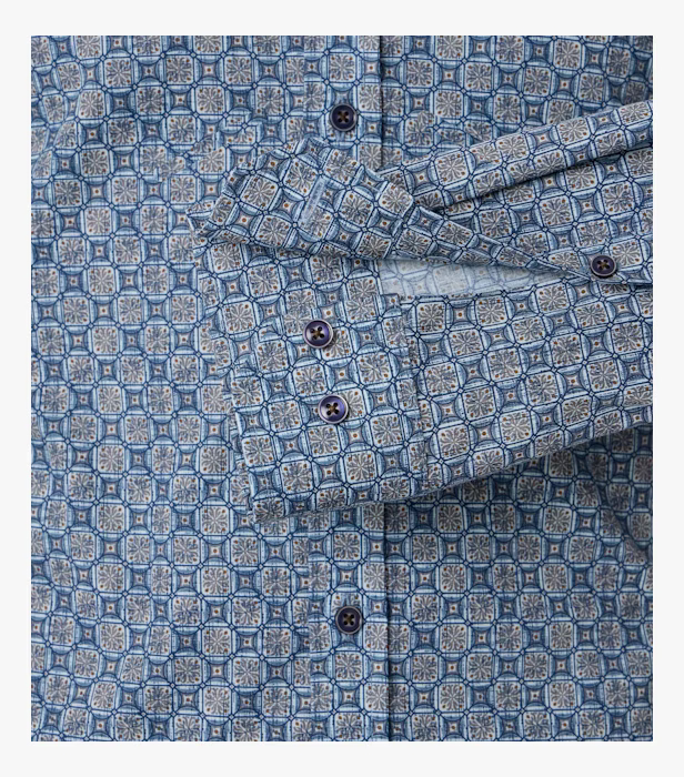 Camasa bumbac barbati VENTI BodyFit albastru print floral [4]