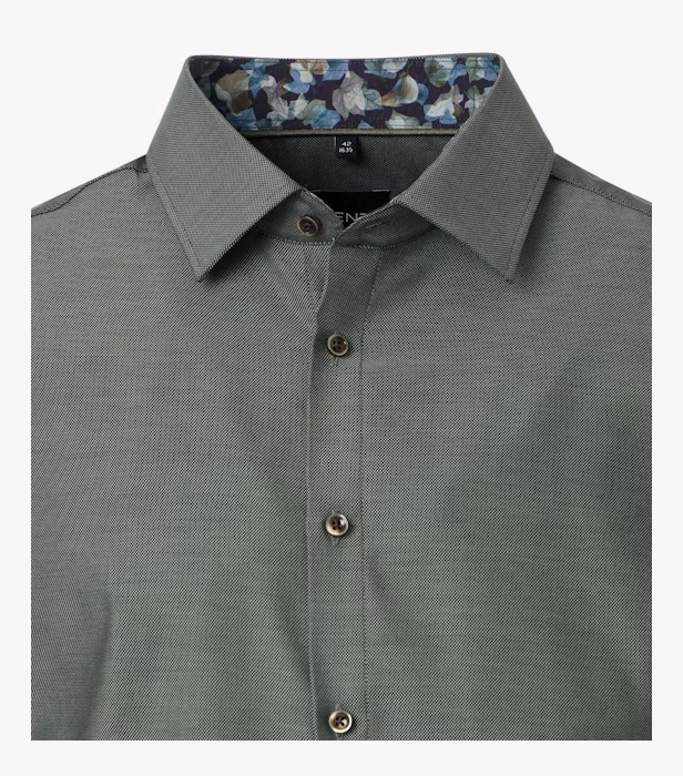 Camasa bumbac barbati VENTI ModernFit verde inchis [3]