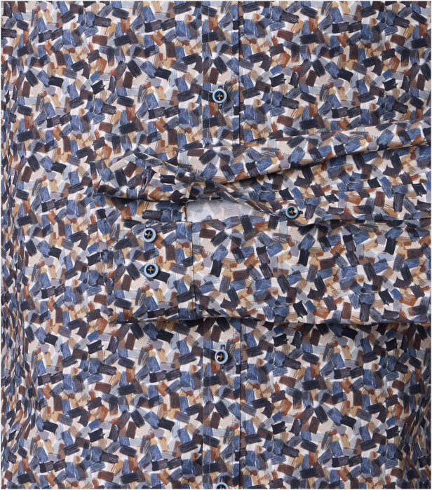 Camasa bumbac barbati VENTI BodyFit albastru/maro print geometric [4]