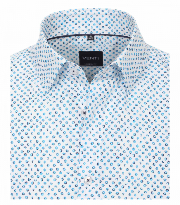 Camasa bumbac barbati VENTI ModernFit print floral turcoaz [3]