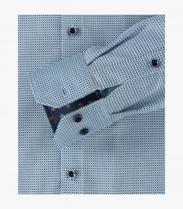 Camasa bumbac barbati VENTI Modern Fit turcoaz patratele [4]