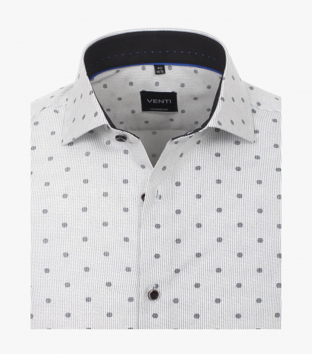 Camasa bumbac barbati VENTI ModernFit alba print cerculete gri [3]