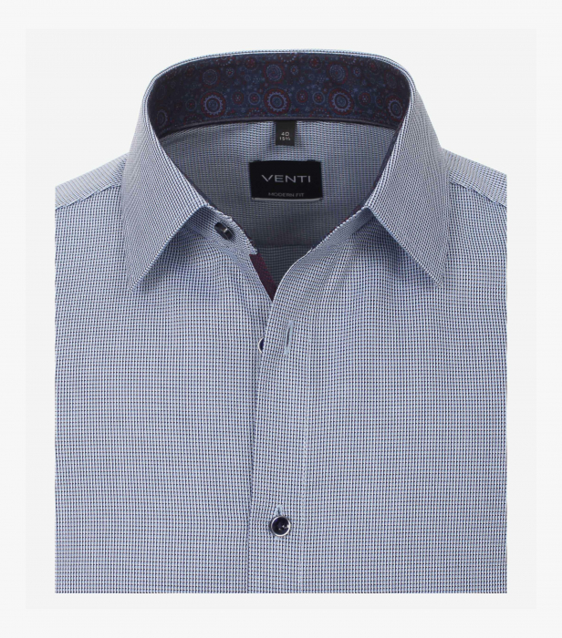 Camasa bumbac barbati VENTI Modern Fit uni albastra [3]