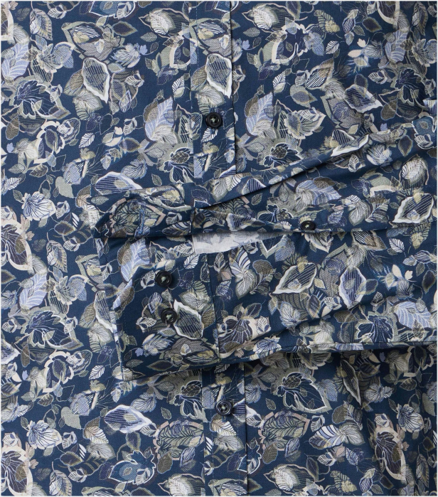 Camasa bumbac barbati VENTI BodyFit albastru print frunze [4]