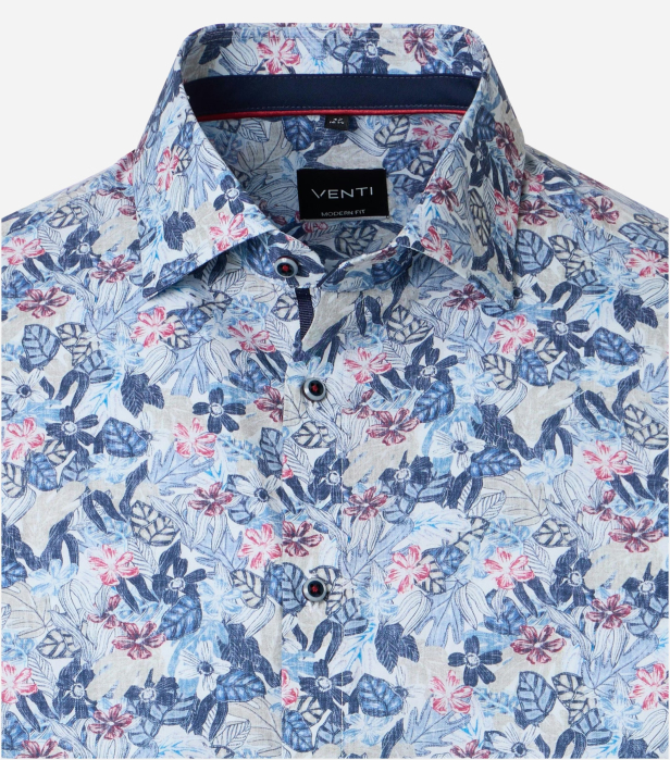 Camasa bumbac barbati VENTI ModernFit albastru print floral [3]