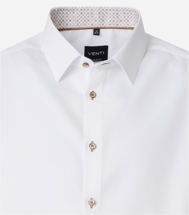 Camasa bumbac texturat barbati VENTI ModernFit alb [3]