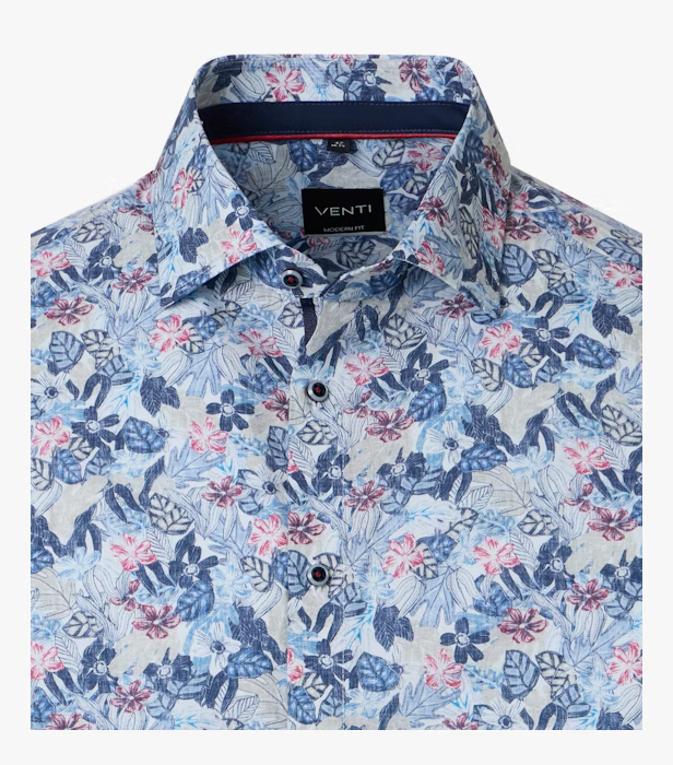 Camasa bumbac barati VENT ComfortFit albastru print floral [3]