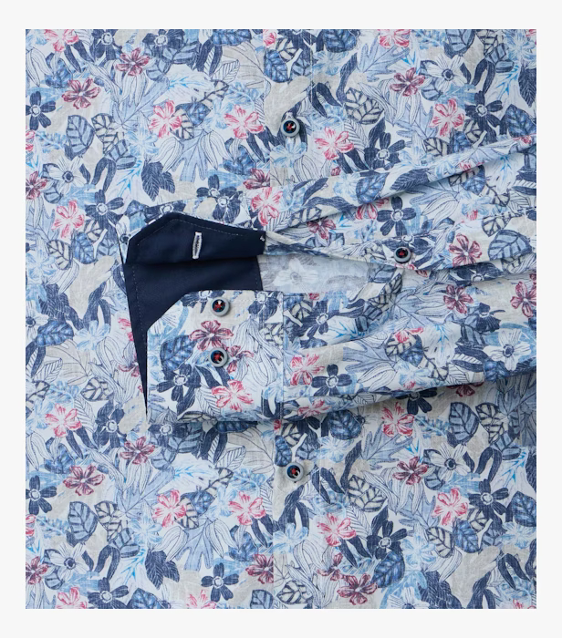 Camasa bumbac barati VENT ComfortFit albastru print floral [4]