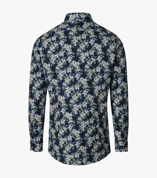 Camasa bumbac NON IRON barbati VENTI BodyFit bleumarin print floral bej [2]
