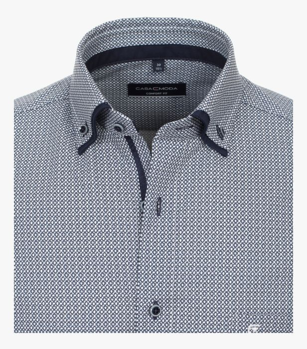 Camasa bumbac barbati CASA MODA ComfortFit print cerculete bleumarin [2]