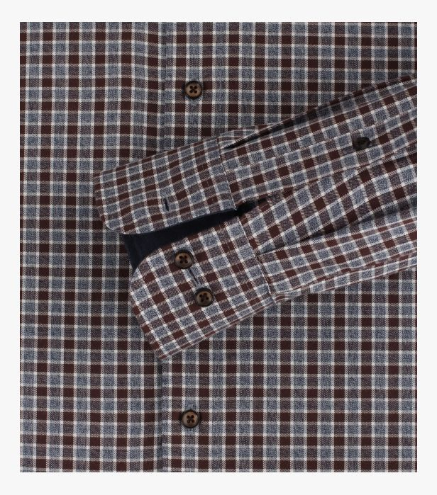Camasa bumbac barbati CASA MODA ComfortFit patratele albastru/maro [4]