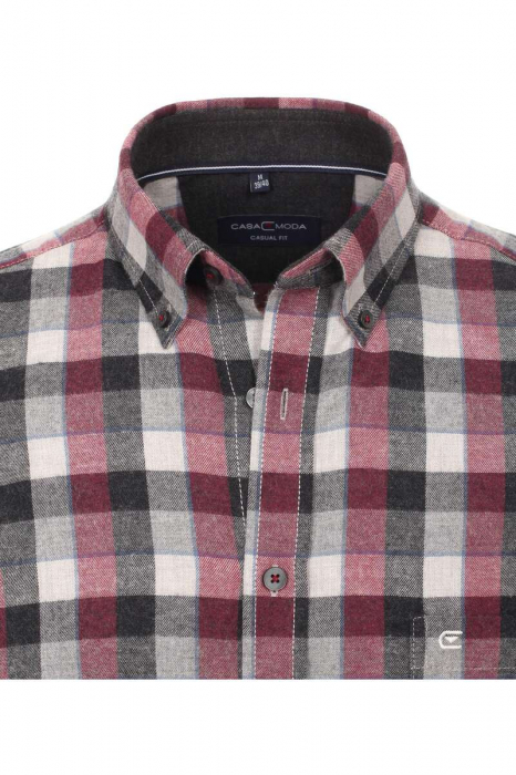 Camasa flanel bumbac barbati CASA MODA CasualFit carouri rosu/gri [3]