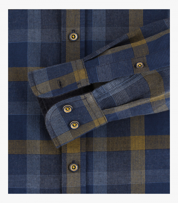 Camasa bumbac barbati CASA MODA CasualFit carouri albastru/galben [4]