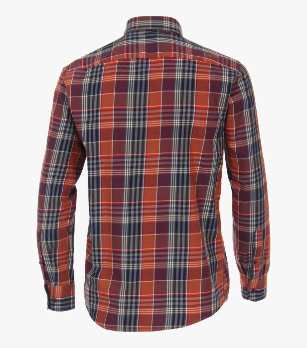 Camasa bumbac barbati CASA MODA CasualFit Vancouver carouri portocaliu/bleumarin [2]