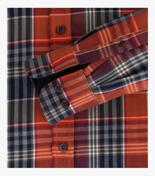 Camasa bumbac barbati CASA MODA CasualFit Vancouver carouri portocaliu/bleumarin [6]