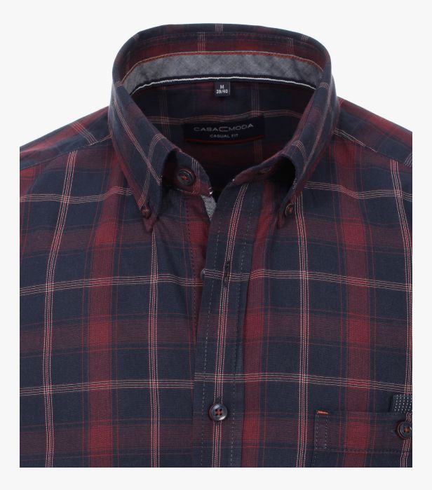 Camasa bumbac barbati CASA MODA CasualFit carouri bleumarin/rosu [3]