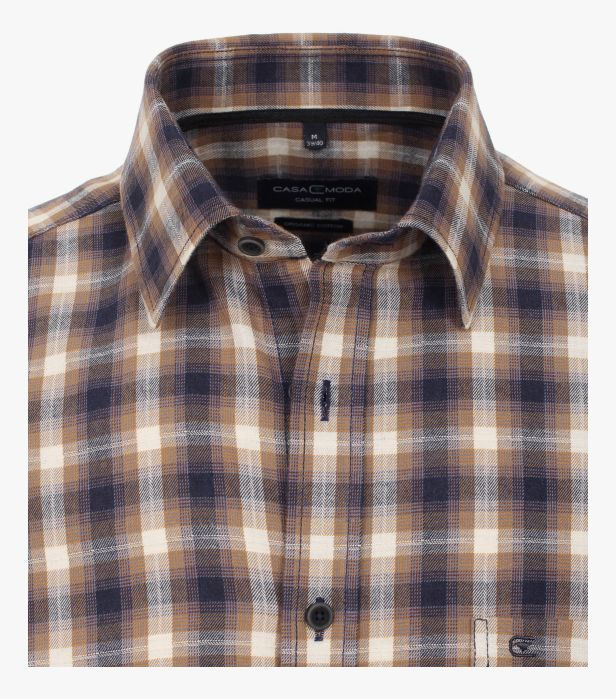 Camasa bumbac barbati CASA MODA CasualFit carouri maro [2]