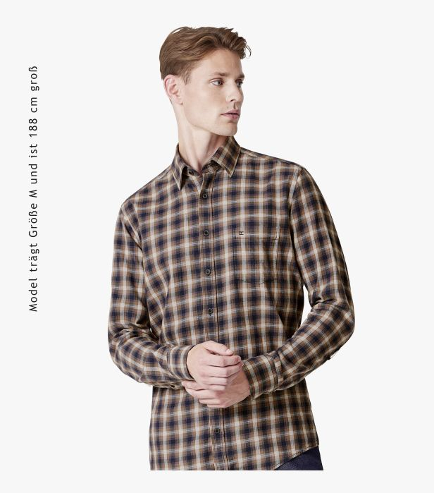 Camasa bumbac barbati CASA MODA CasualFit carouri maro [3]